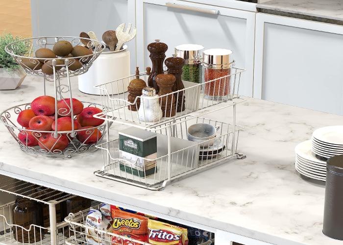 Arrange Baskets to Organize Small Pantry