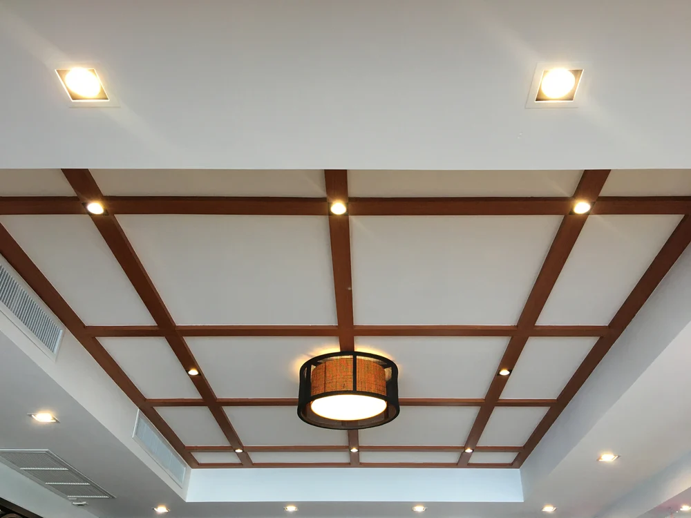 Ceiling with Wood & Glass Combination