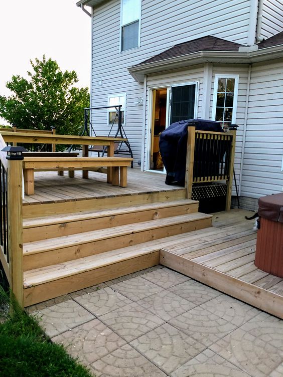 Concrete Pavers and Wooden Deck