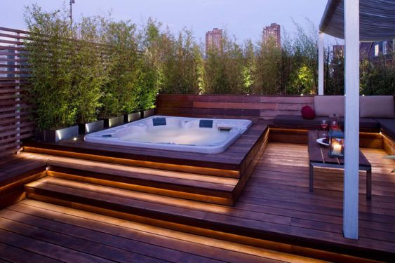 Deck with a Hot Tub