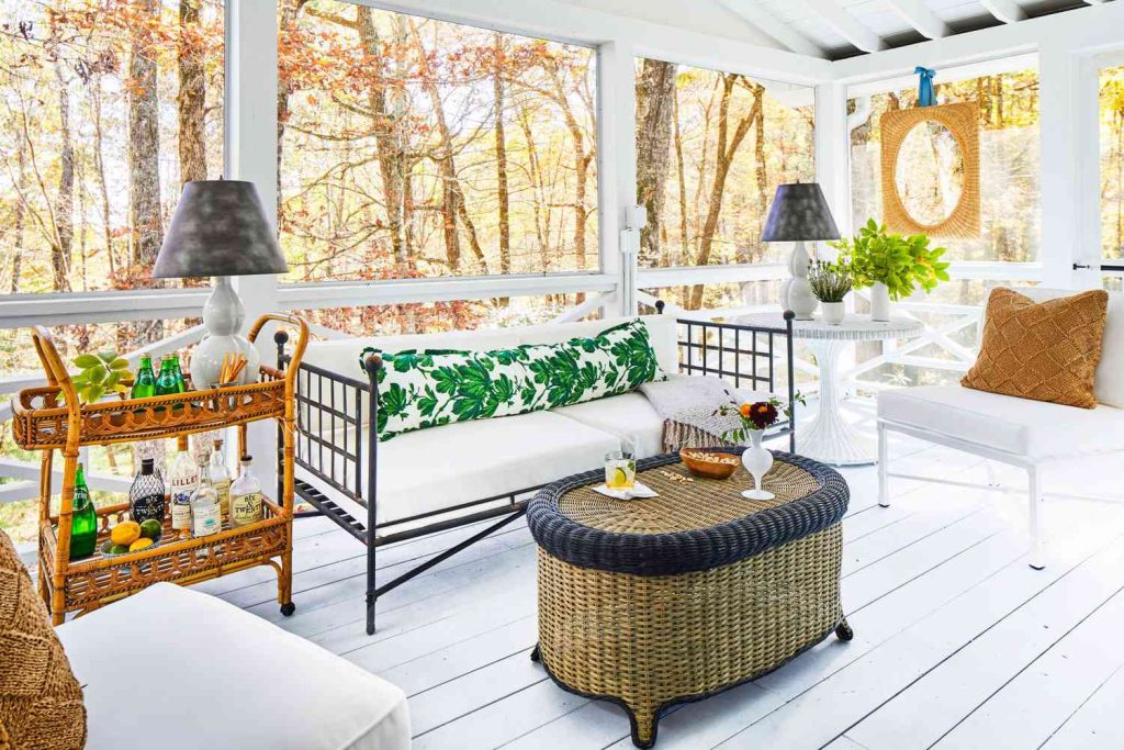 Give a Classic Look by Using White on Screened-In Porch