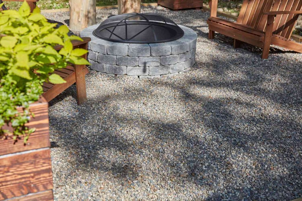 Gravel Patio with Elevated Deck