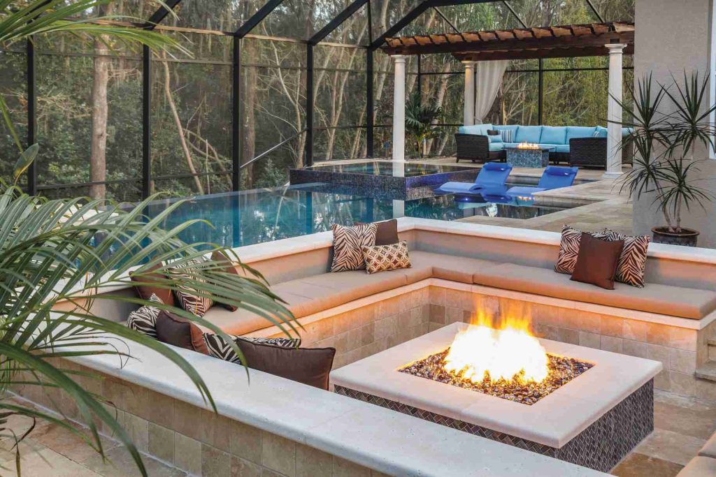 Poolside Fireplace