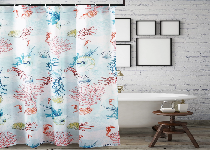 Seashell Shower Curtain & Hooks