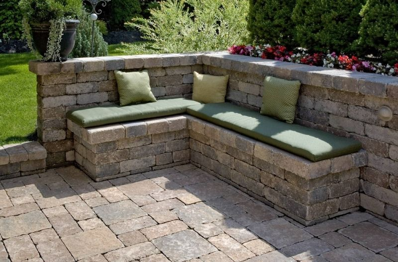Stone Patio with a Bench