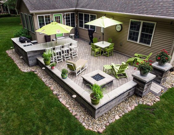 Stone Pavers and Deck Combination