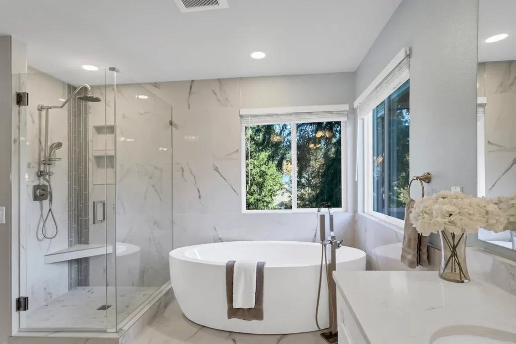 Transparent Walk-In Shower Tile Design