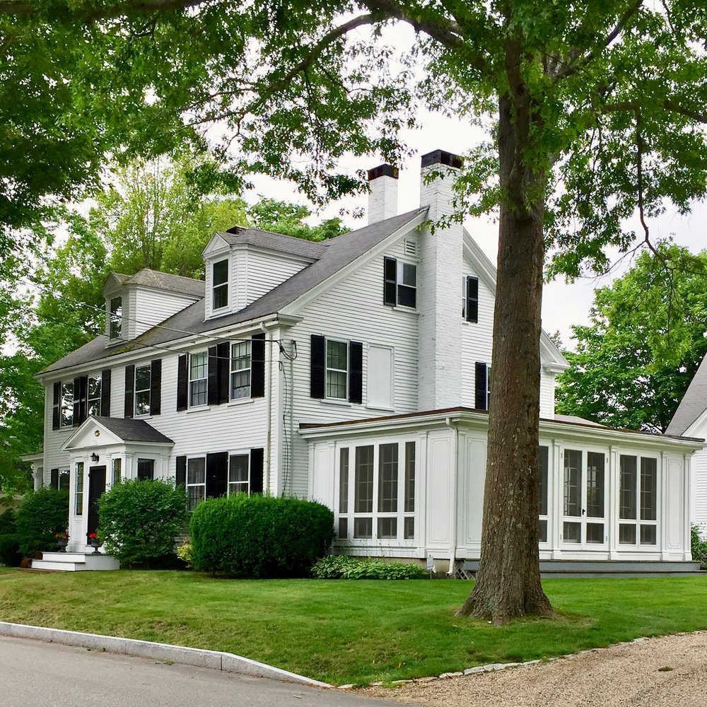 White Historic House with Black Trim