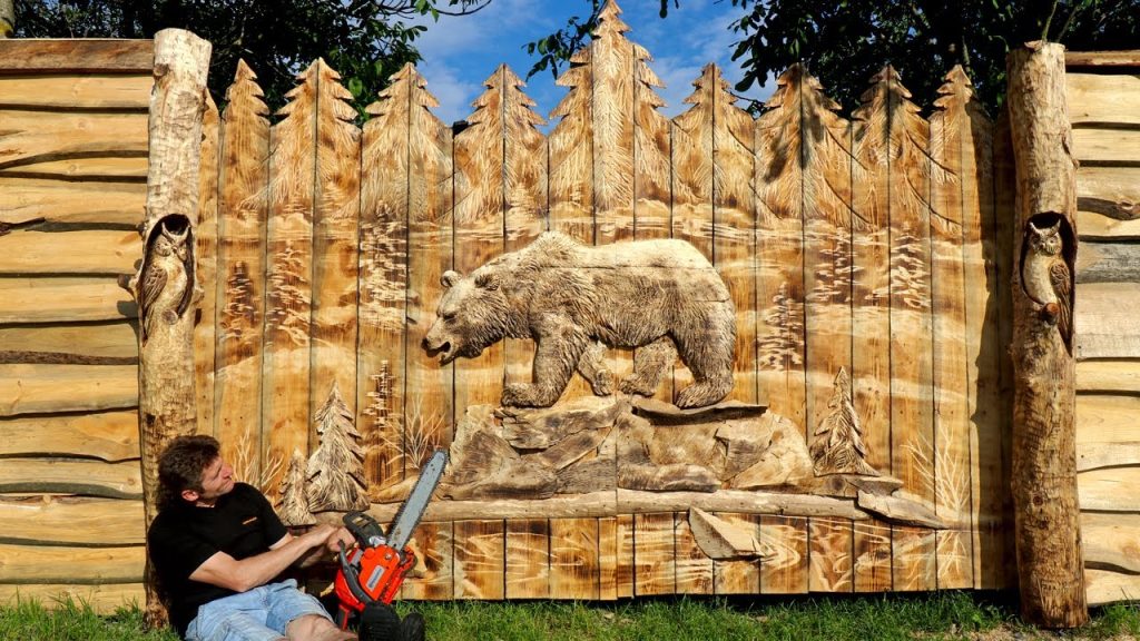 Wooden Gate with Carvings